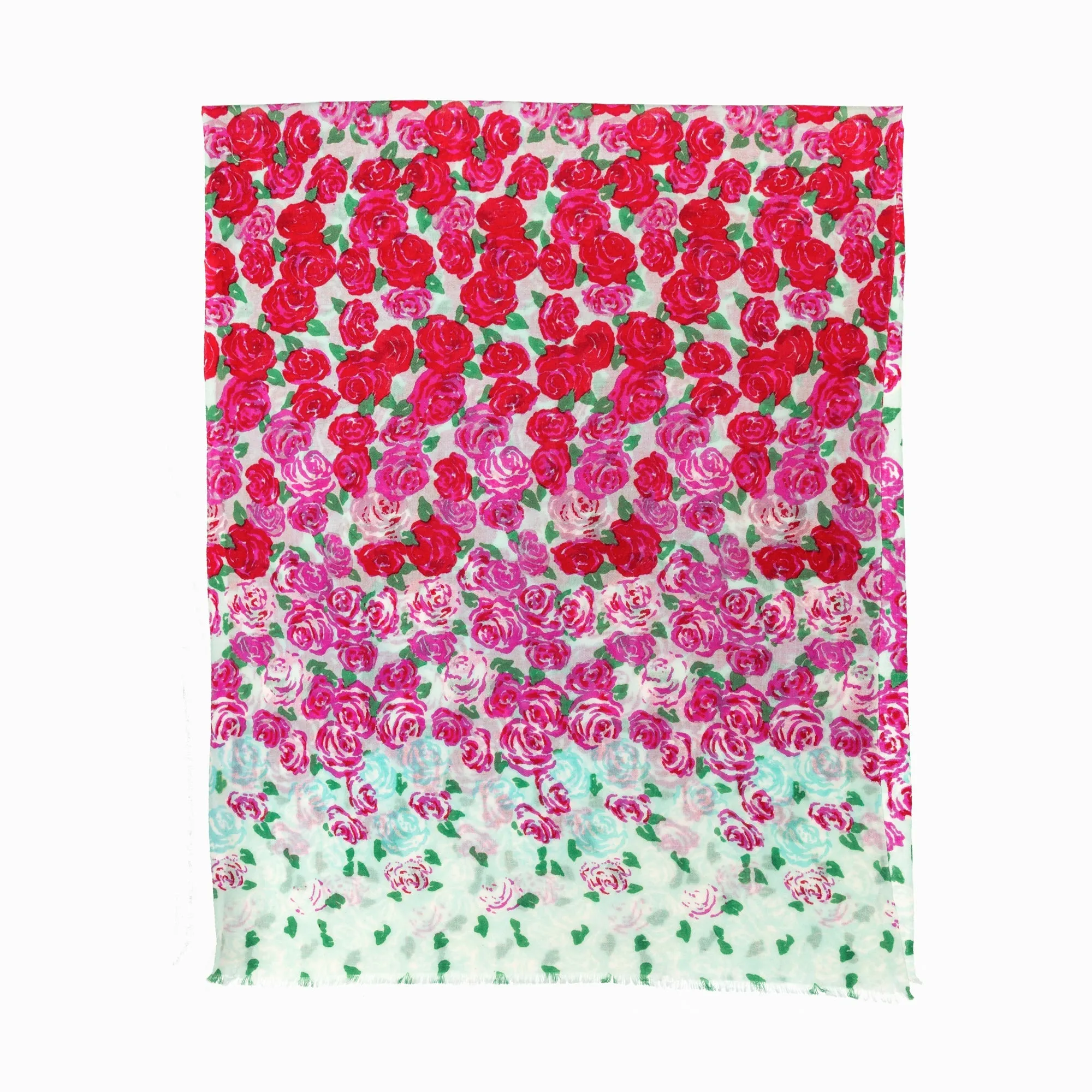 100% Australian Wool Print Scarf Rosy Rose Flower
