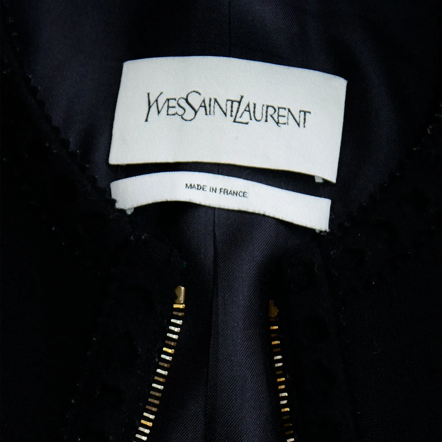 2000s Yves Saint Laurent Black Cropped Zip Front Jacket