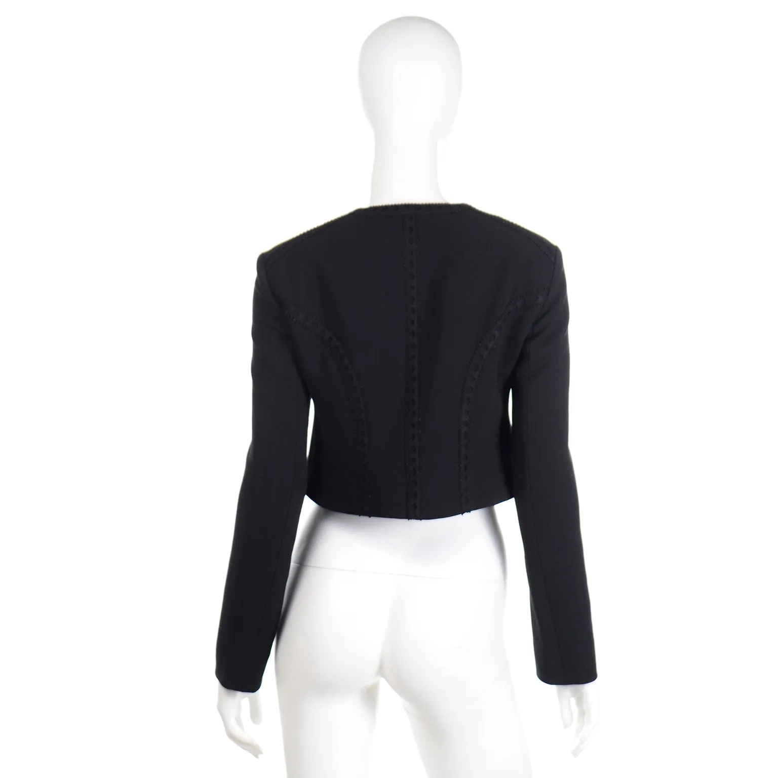 2000s Yves Saint Laurent Black Cropped Zip Front Jacket