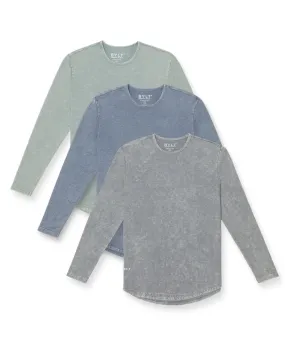 Acid Wash Drop-Cut Long Sleeve - Custom 3 Pack