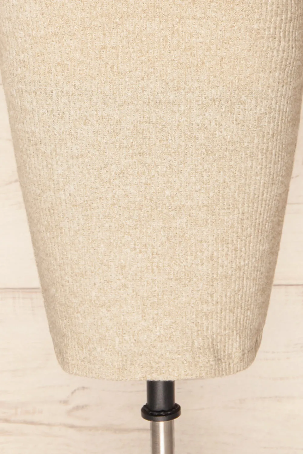 Alvarus Sand | Sleeveless Fitted Midi Dress w/ Mock Neck
