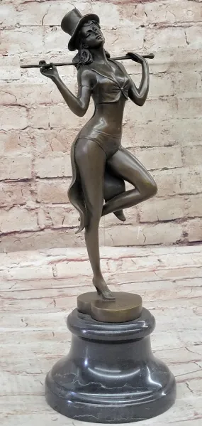 Art Deco Bronze Statue Vintage Jazz Broadway Drama Theatre Dancer Decor 14" x 6"