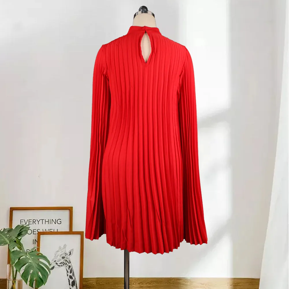 Bat Sleeve Plus Size Loose Casual Pleated Dress