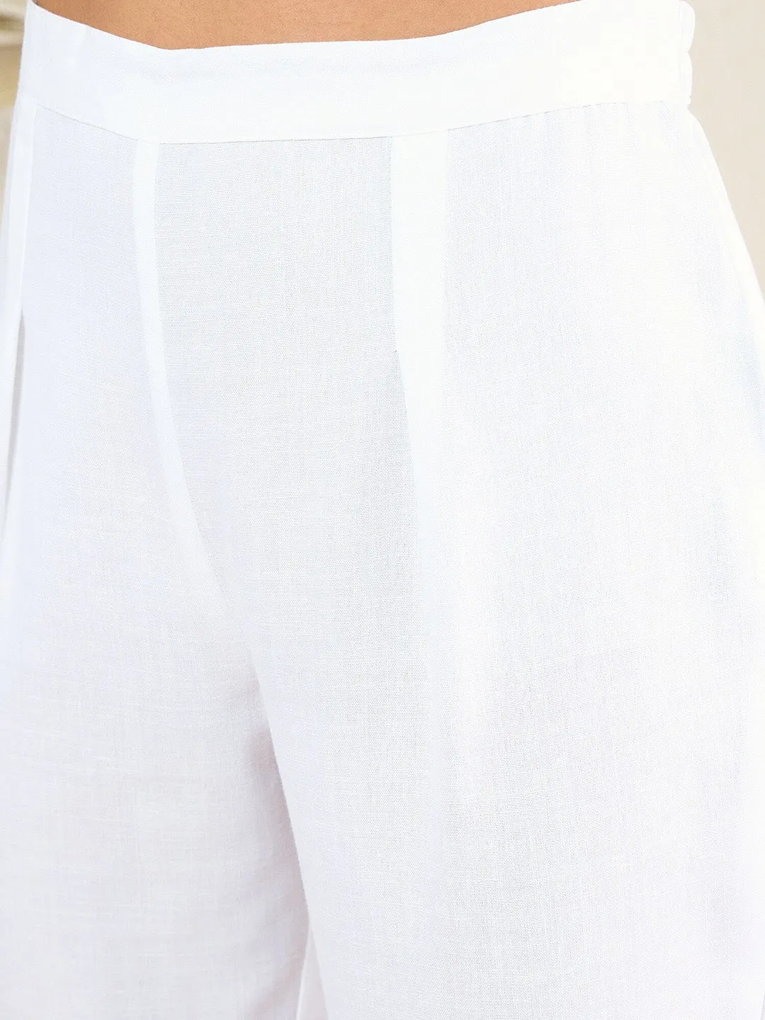 Blue & white Tie & Dye Print Pleated Straight Kurta With Trousers