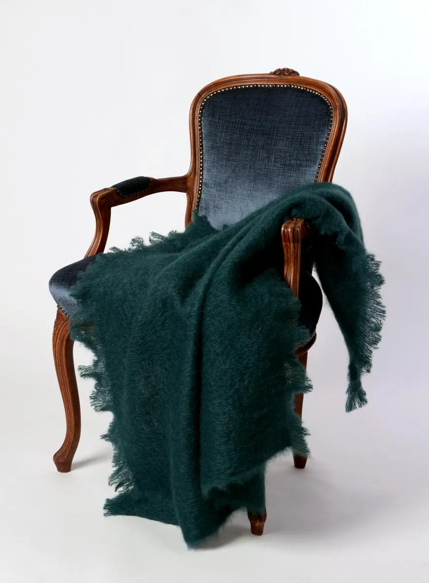 Bottle Green Mohair Chair Throw