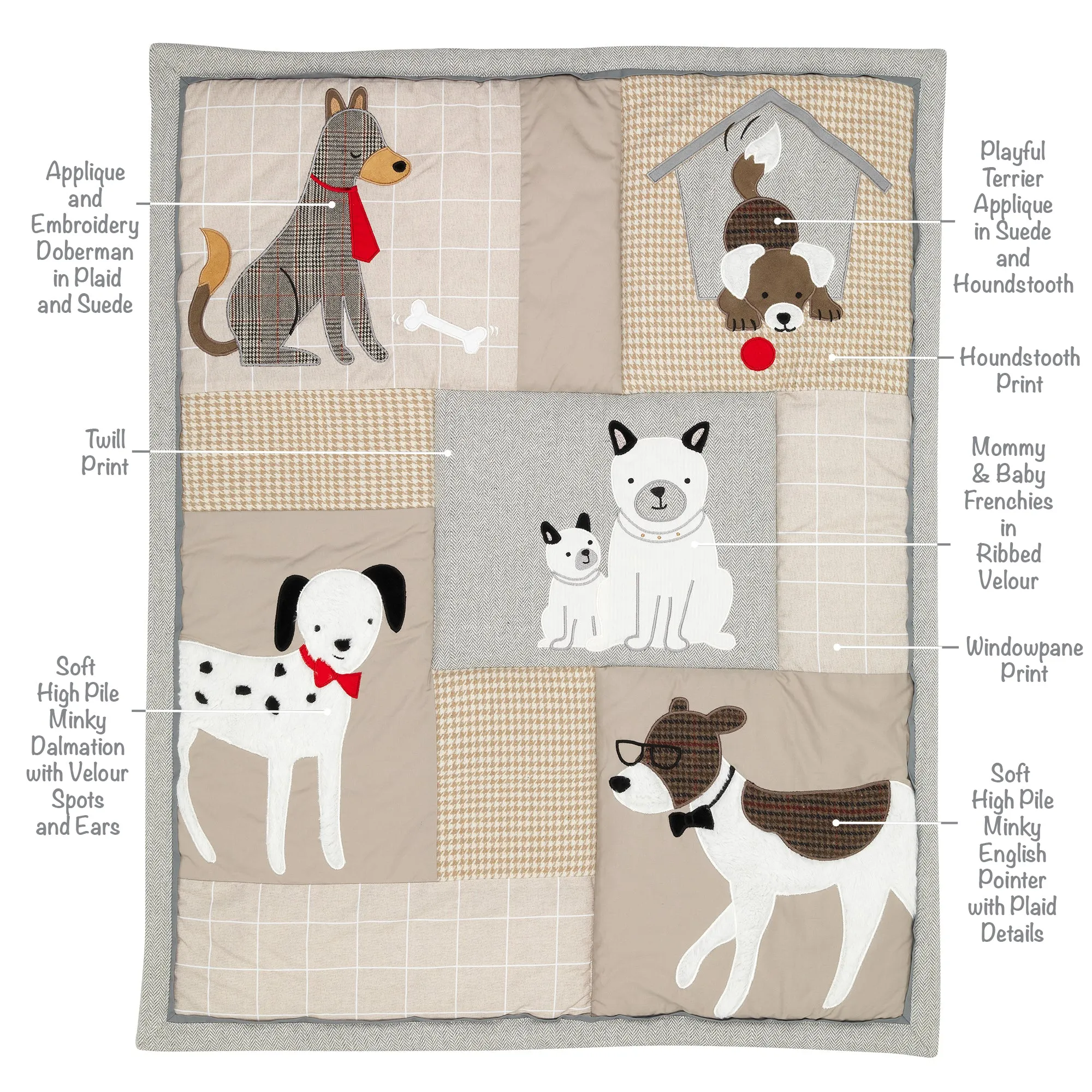 Bow Wow 3-Piece Crib Bedding Set