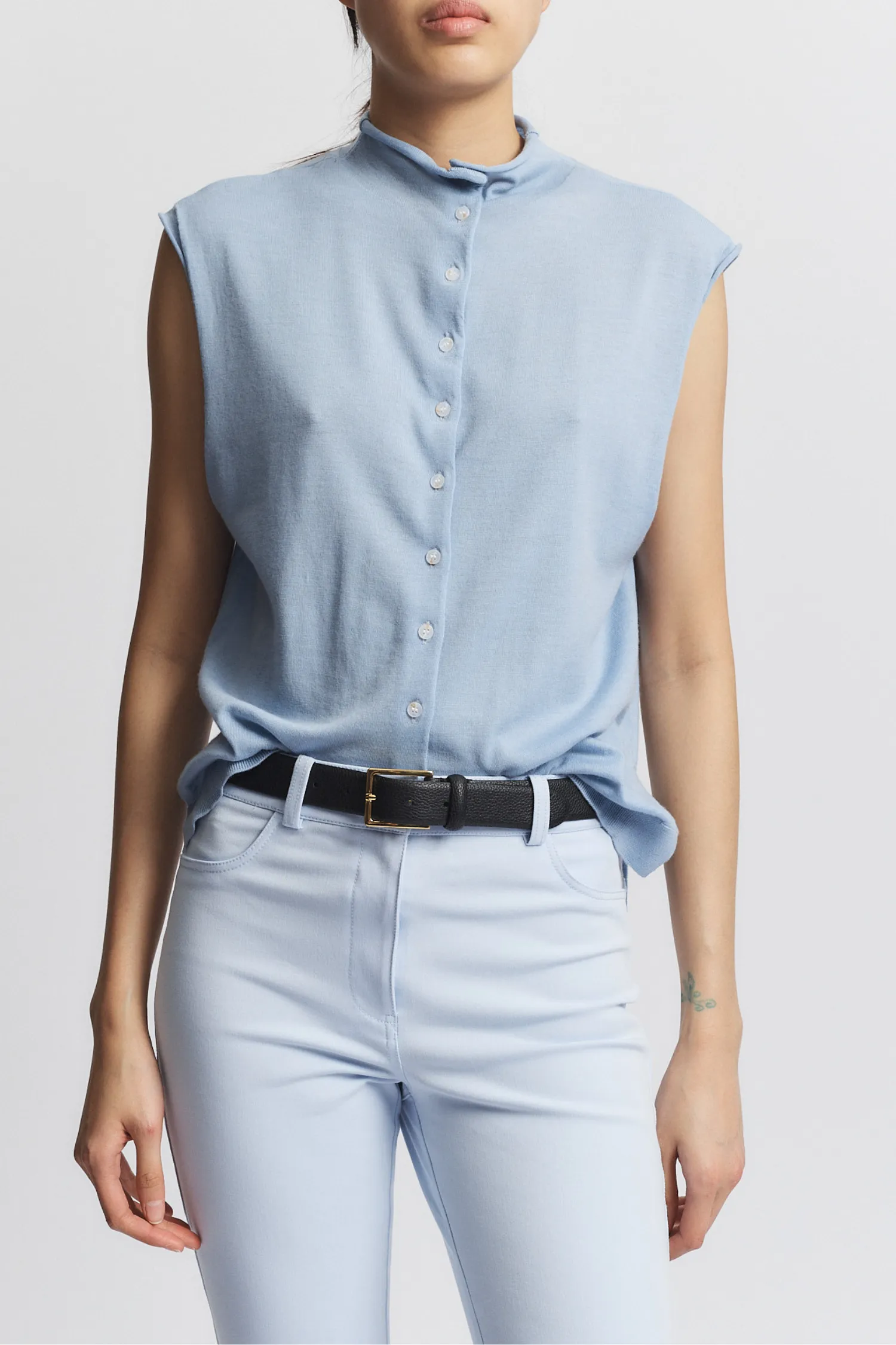 Brooke Sleeveless Sweater, Baby Blue