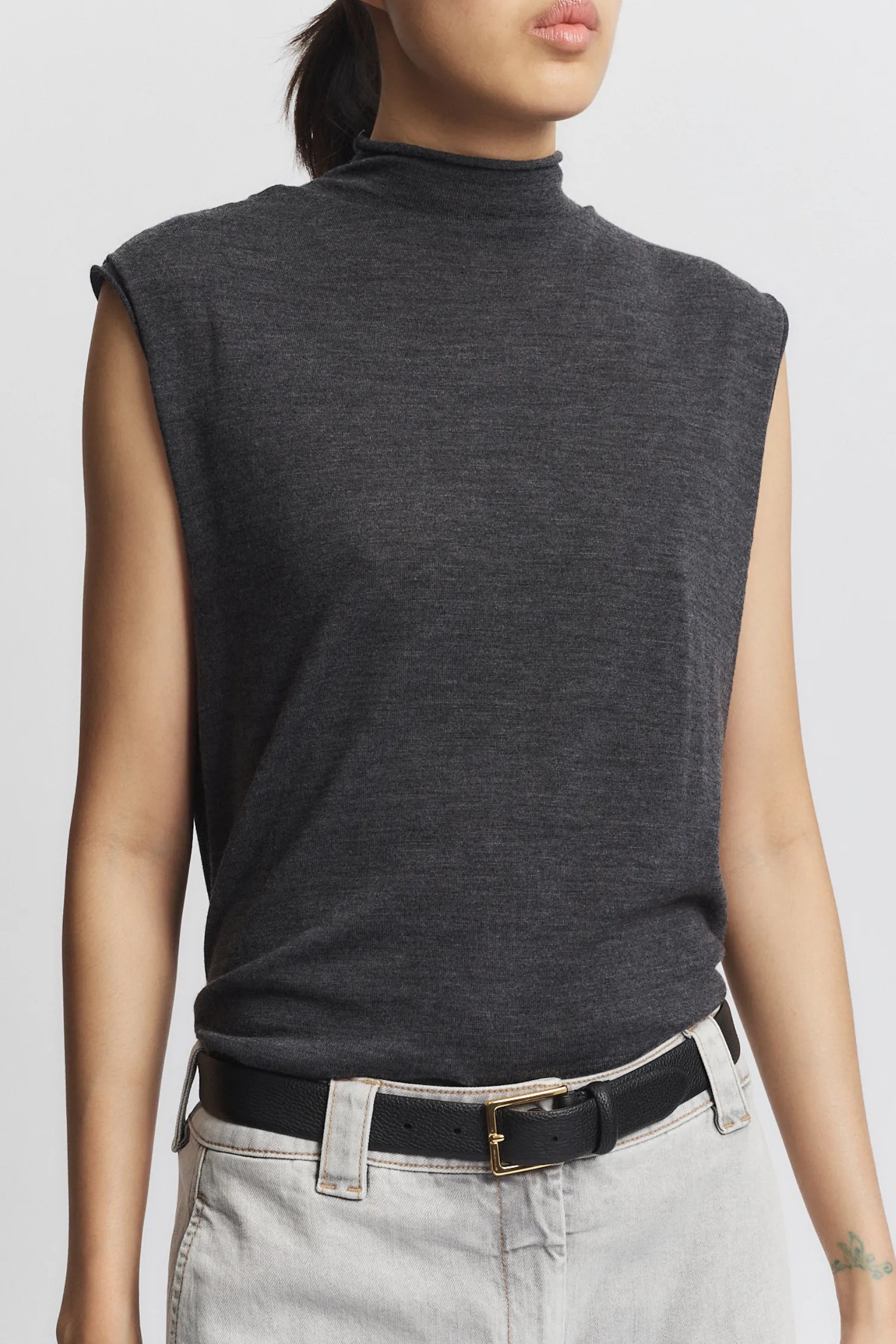 Brooke Sleeveless Sweater, Charcoal