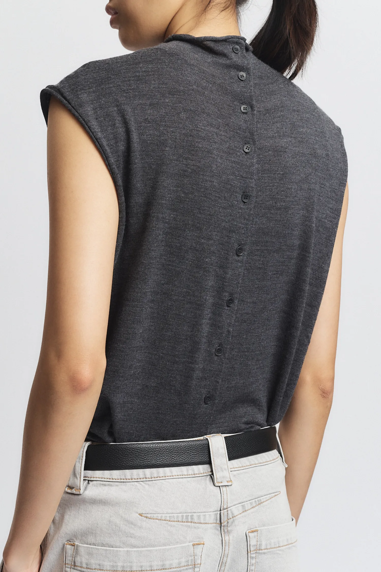 Brooke Sleeveless Sweater, Charcoal