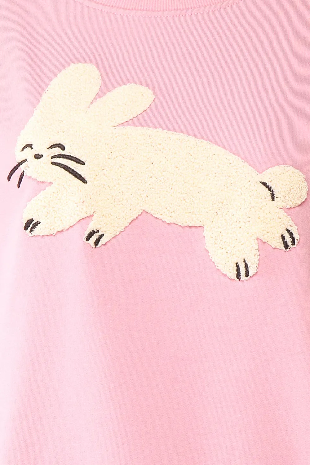 Bugsy | Embroidered Bunny Pink Crewneck Sweatshirt