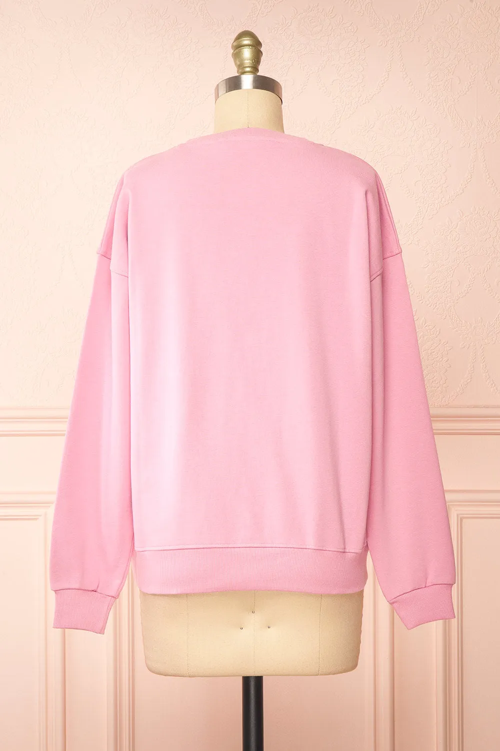 Bugsy | Embroidered Bunny Pink Crewneck Sweatshirt