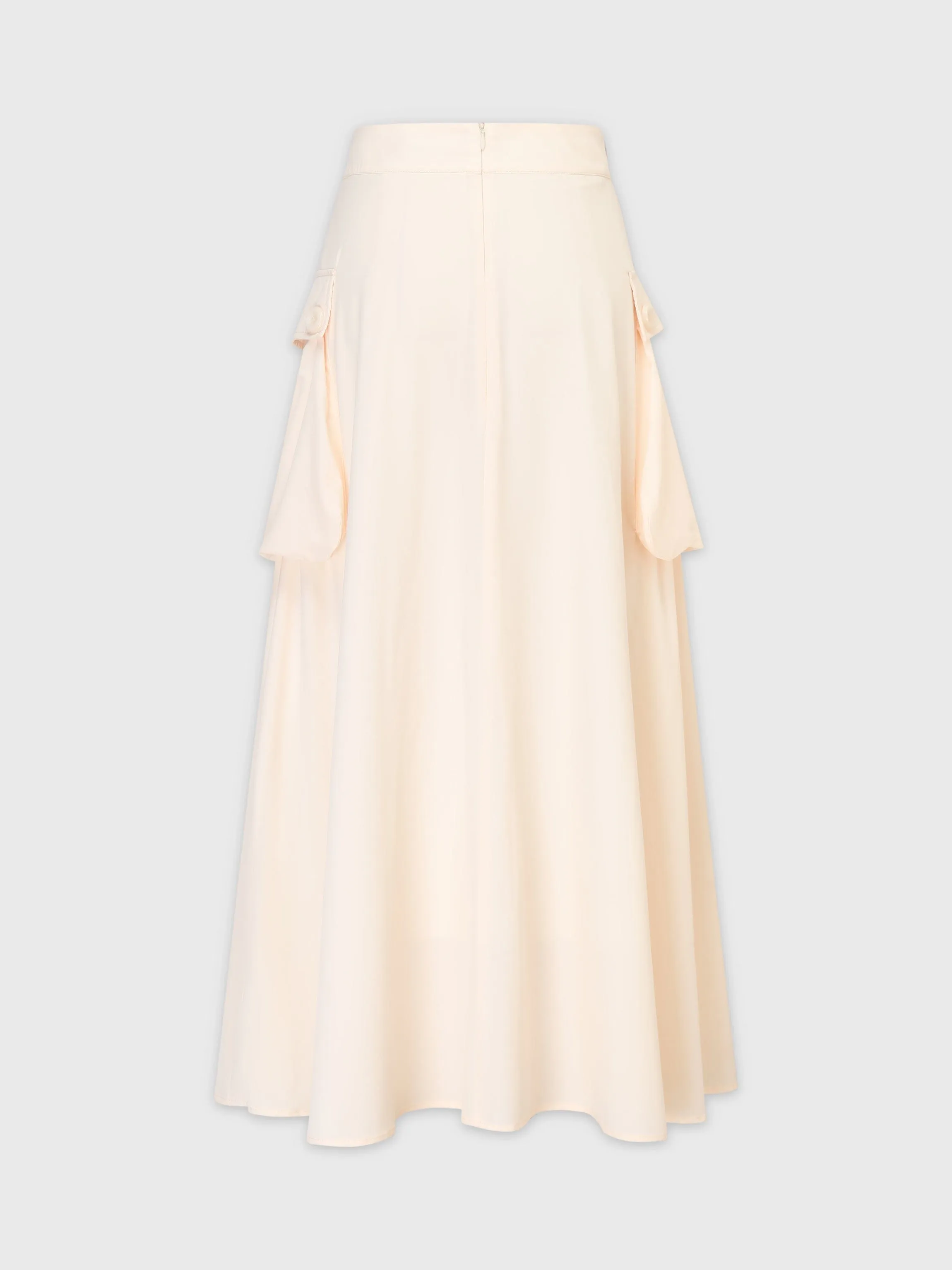 Button Cargo Pocket Skirt-Ivory