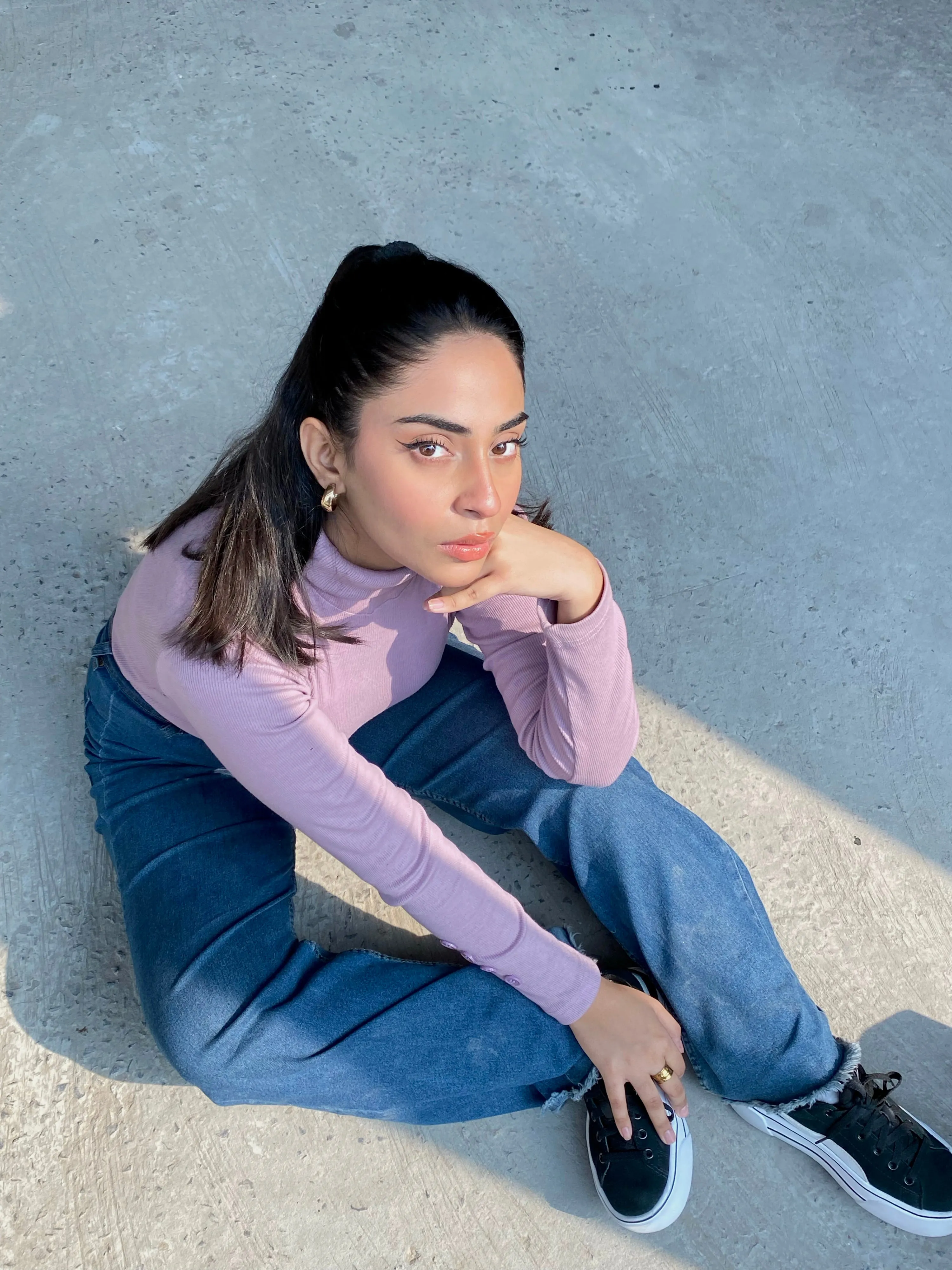 Button Sleeves Turtleneck