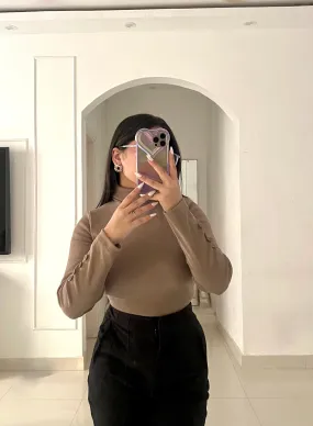 Button Sleeves Turtleneck