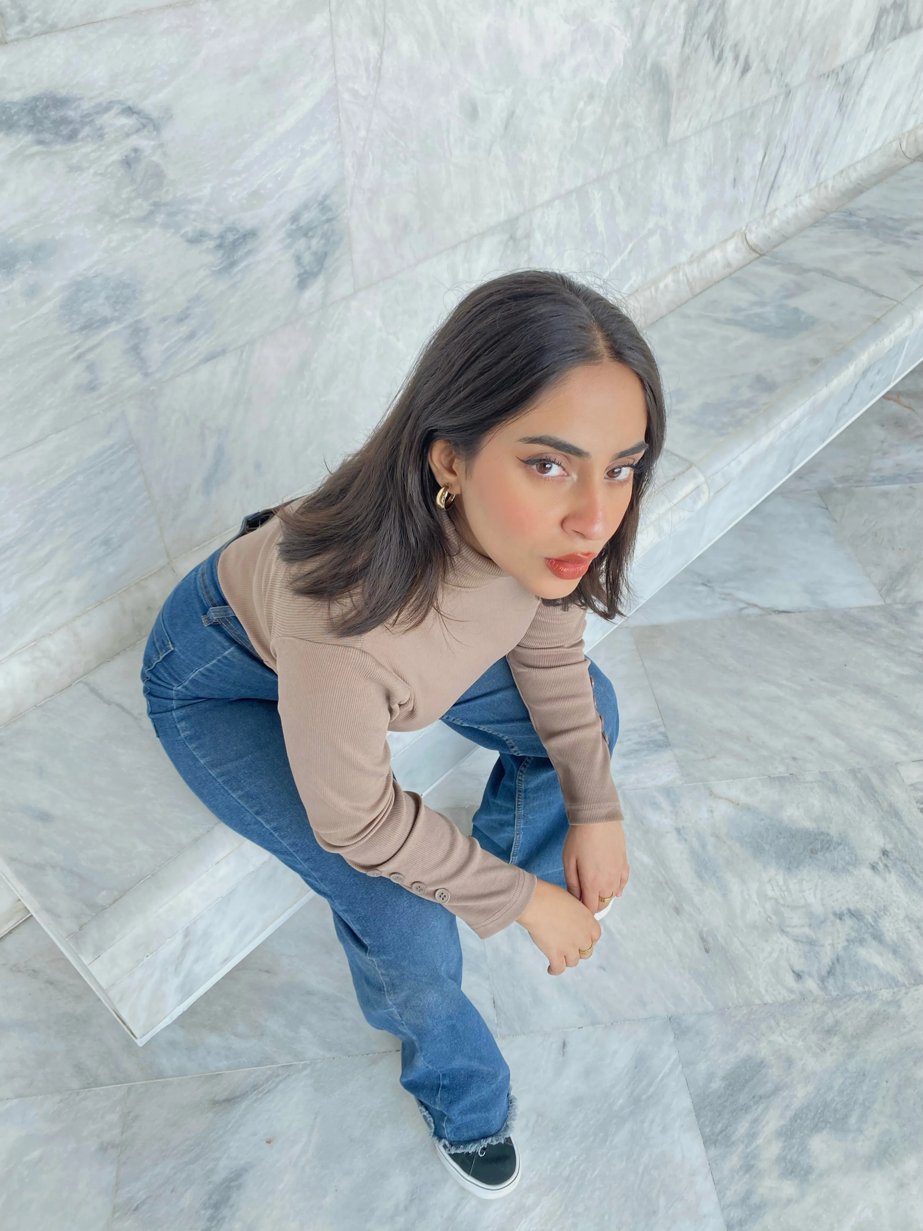 Button Sleeves Turtleneck