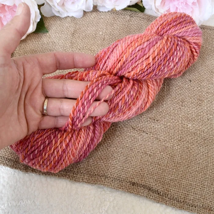 Chunky Hand Spun Corriedale Yarn Apricot Orange
