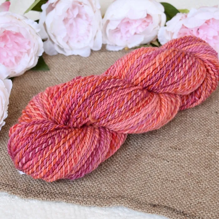 Chunky Hand Spun Corriedale Yarn Apricot Orange