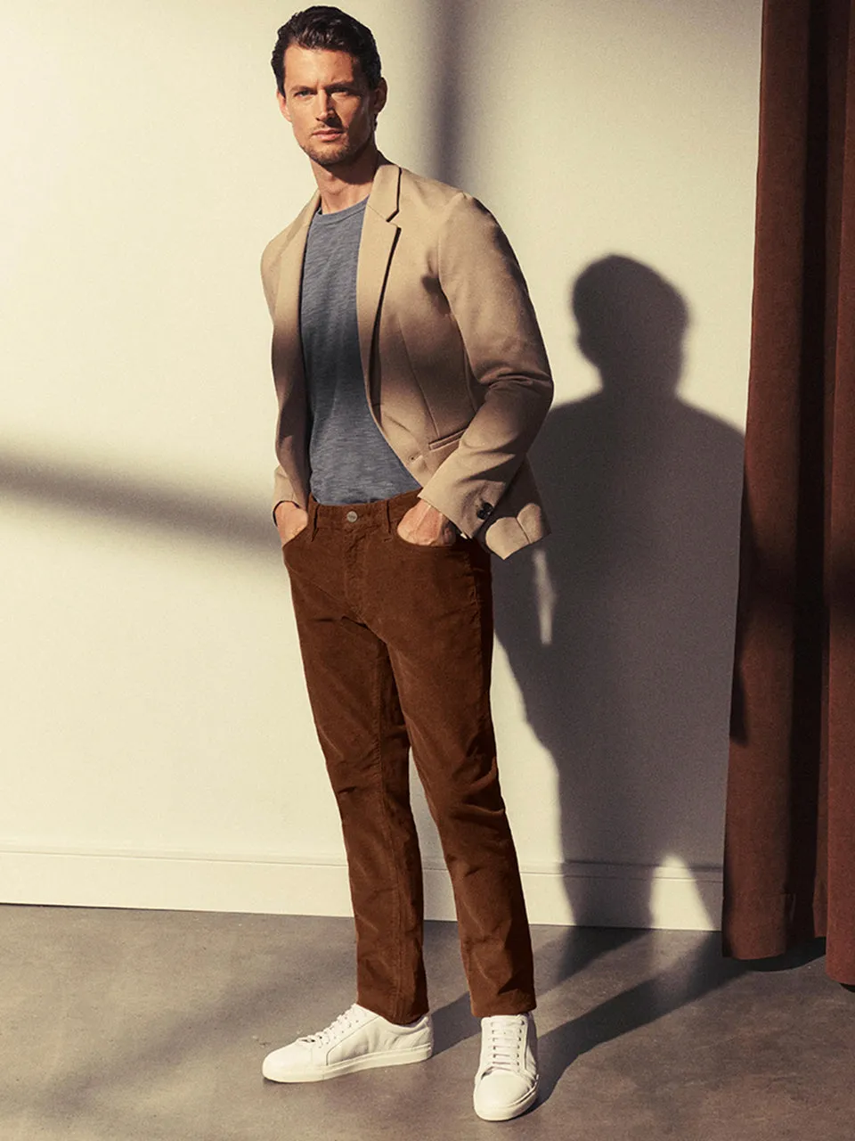 Cool Tapered Leg Pants In Cognac Cord