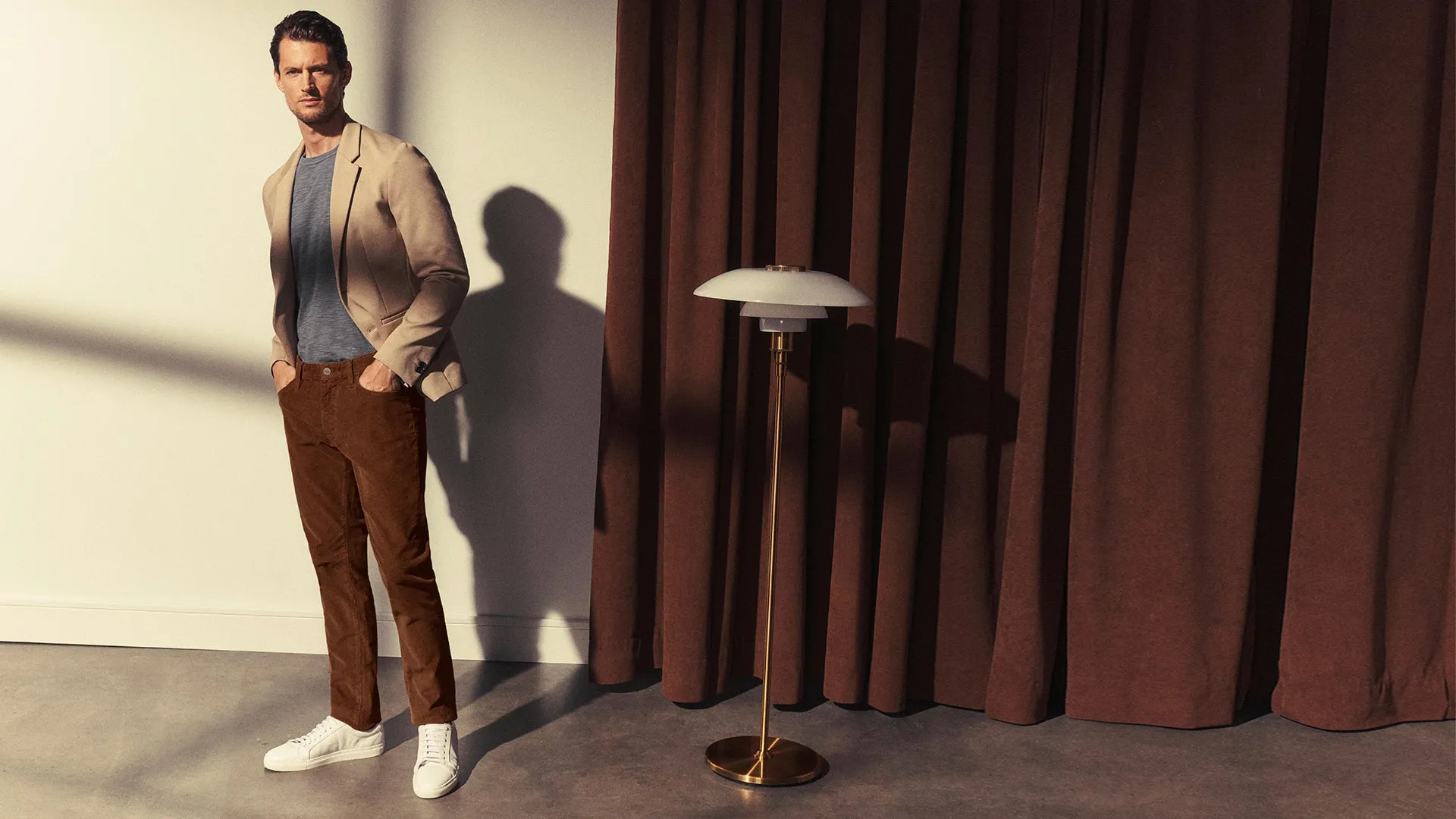 Cool Tapered Leg Pants In Cognac Cord