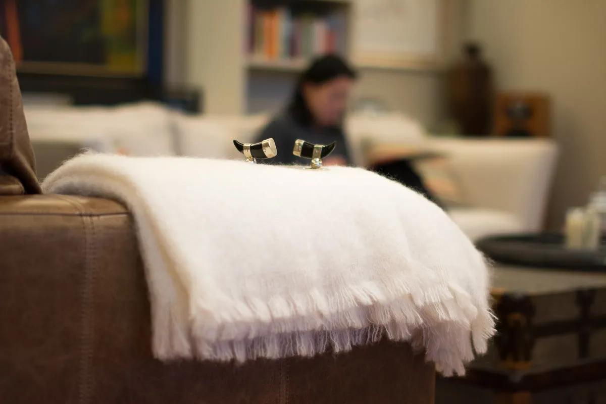 Cream Mohair Chair Throw