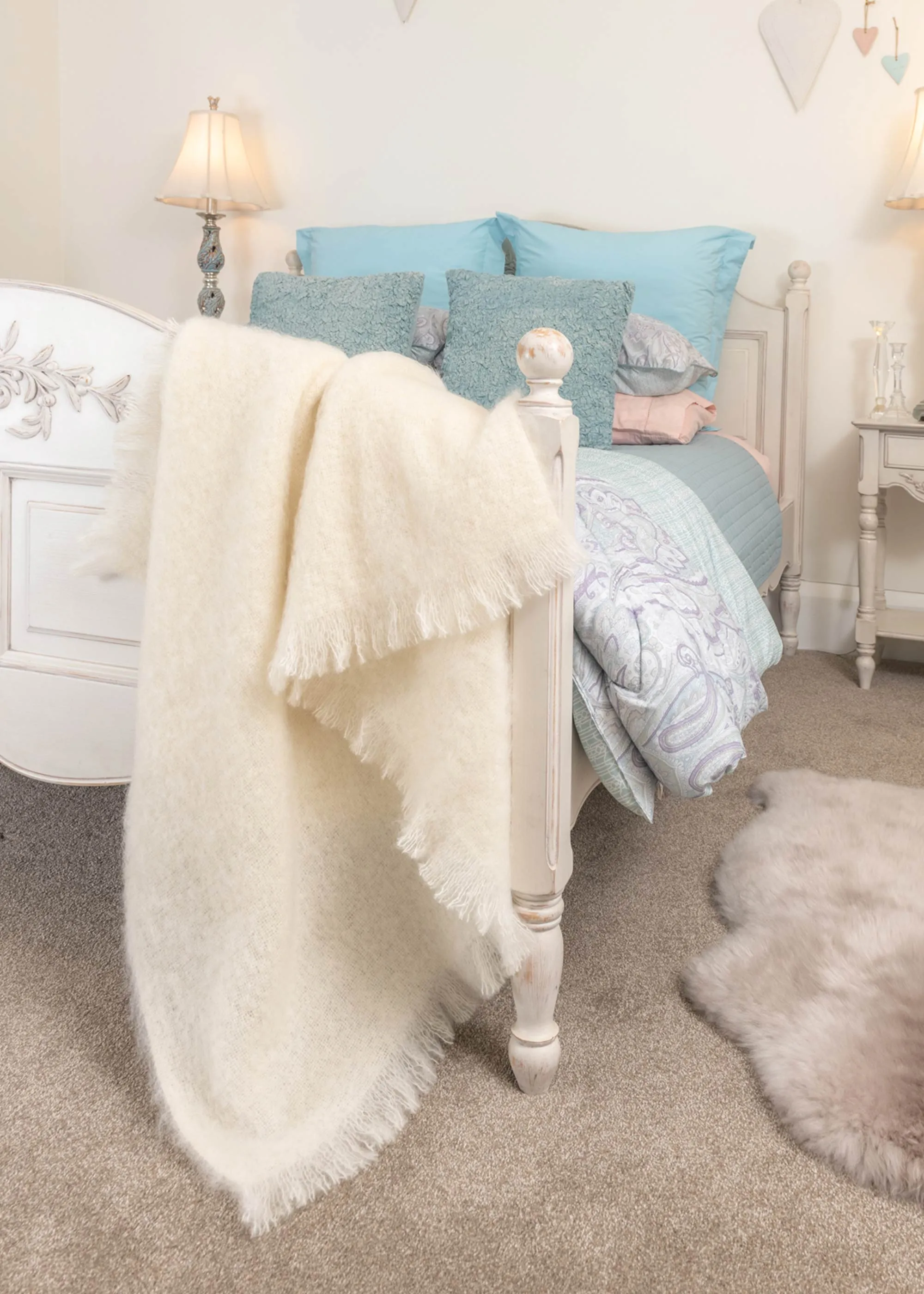 Cream Mohair Chair Throw