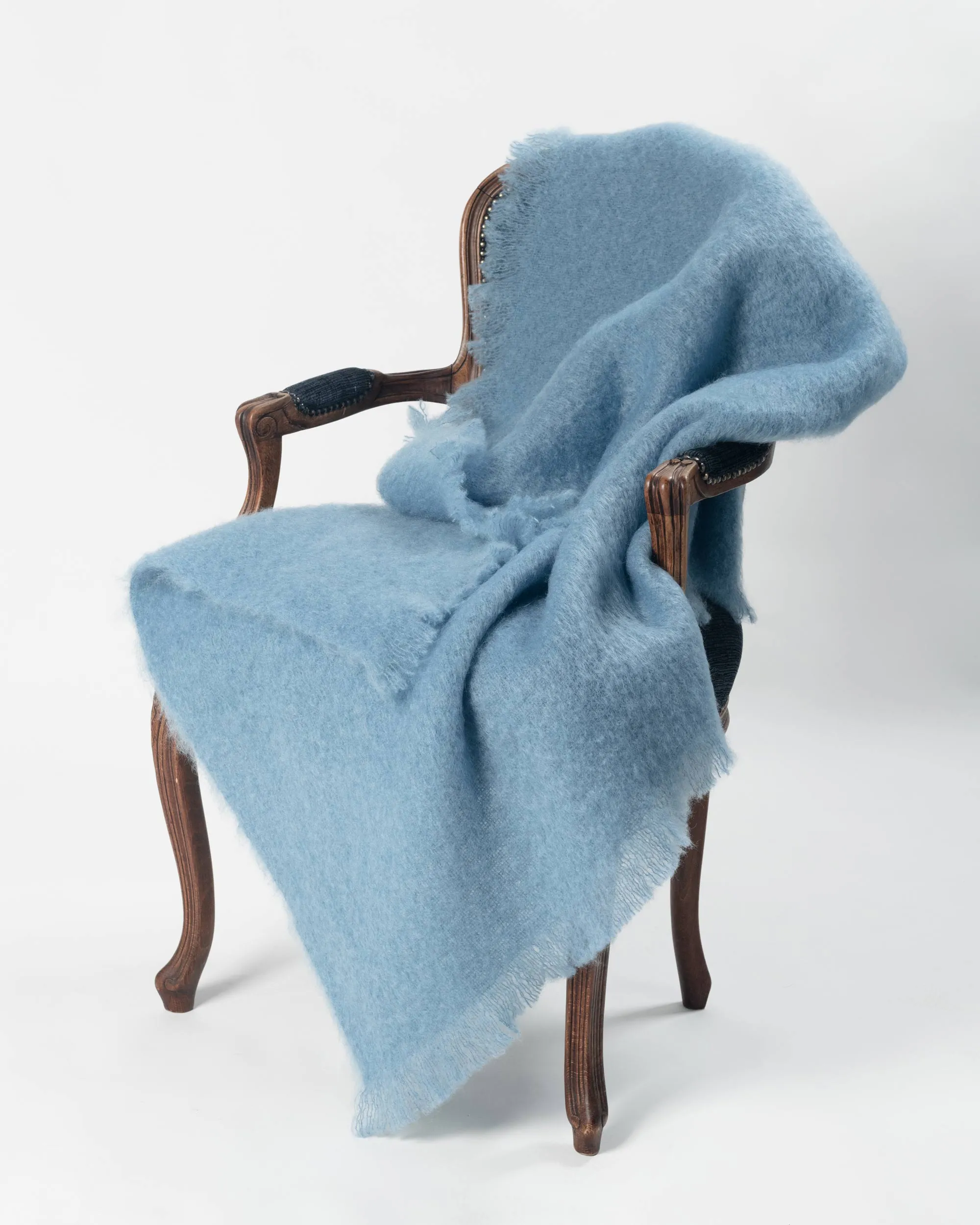 Denim Blue Mohair Chair Throw