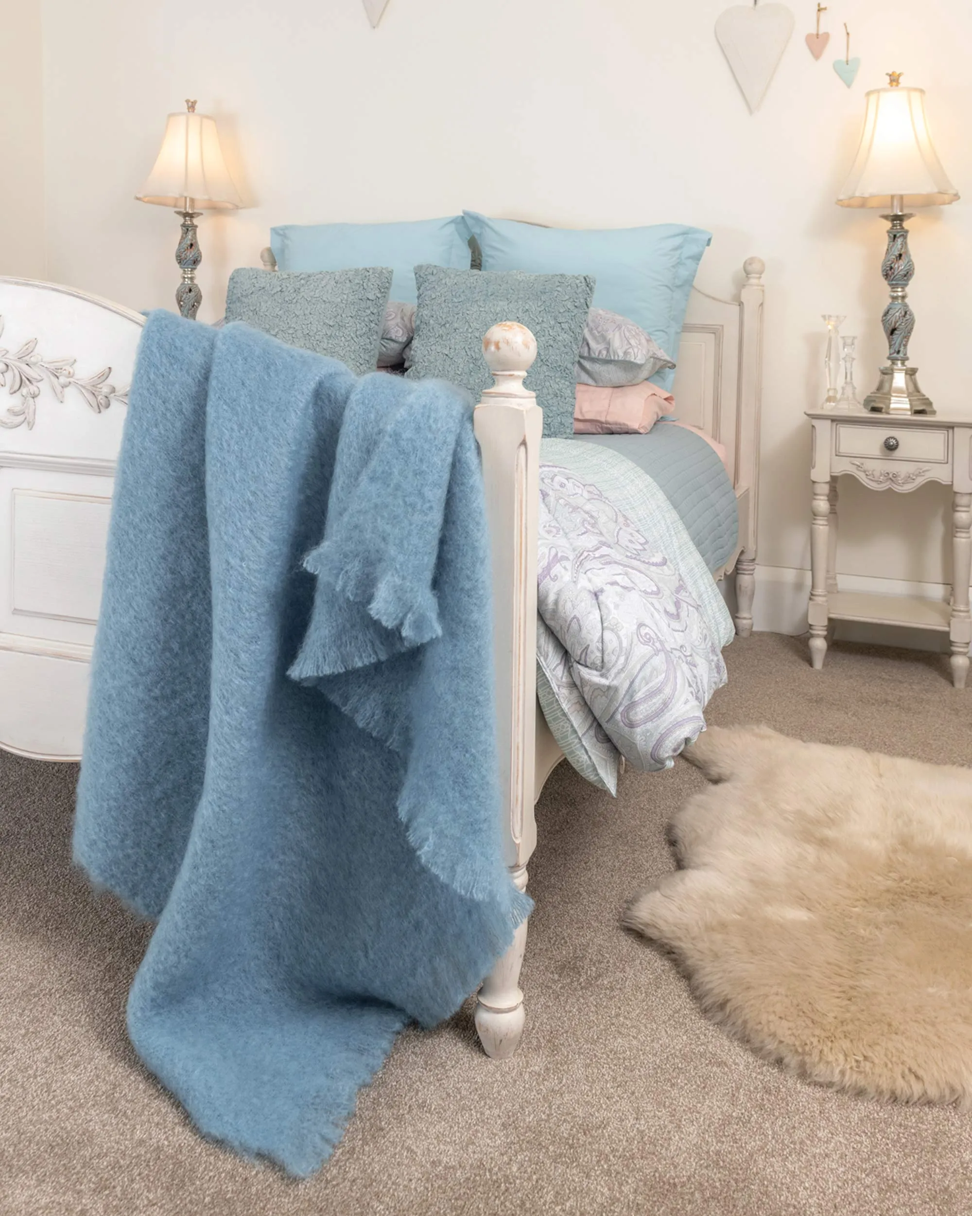 Denim Blue Mohair Chair Throw