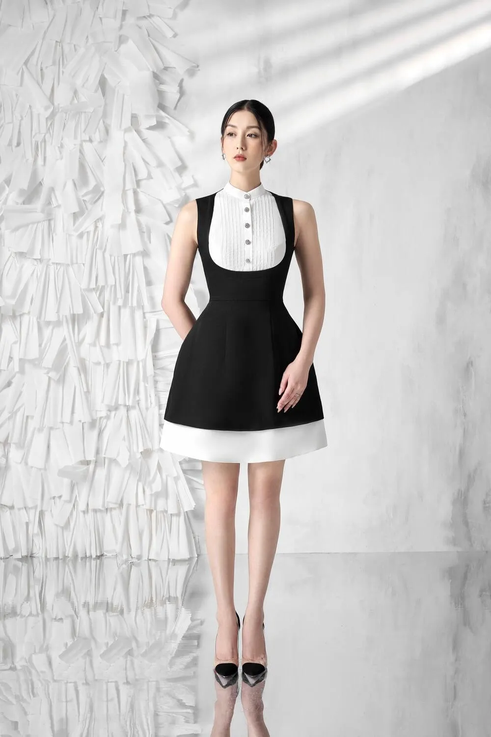 Dorothy Pleated Bib Dress