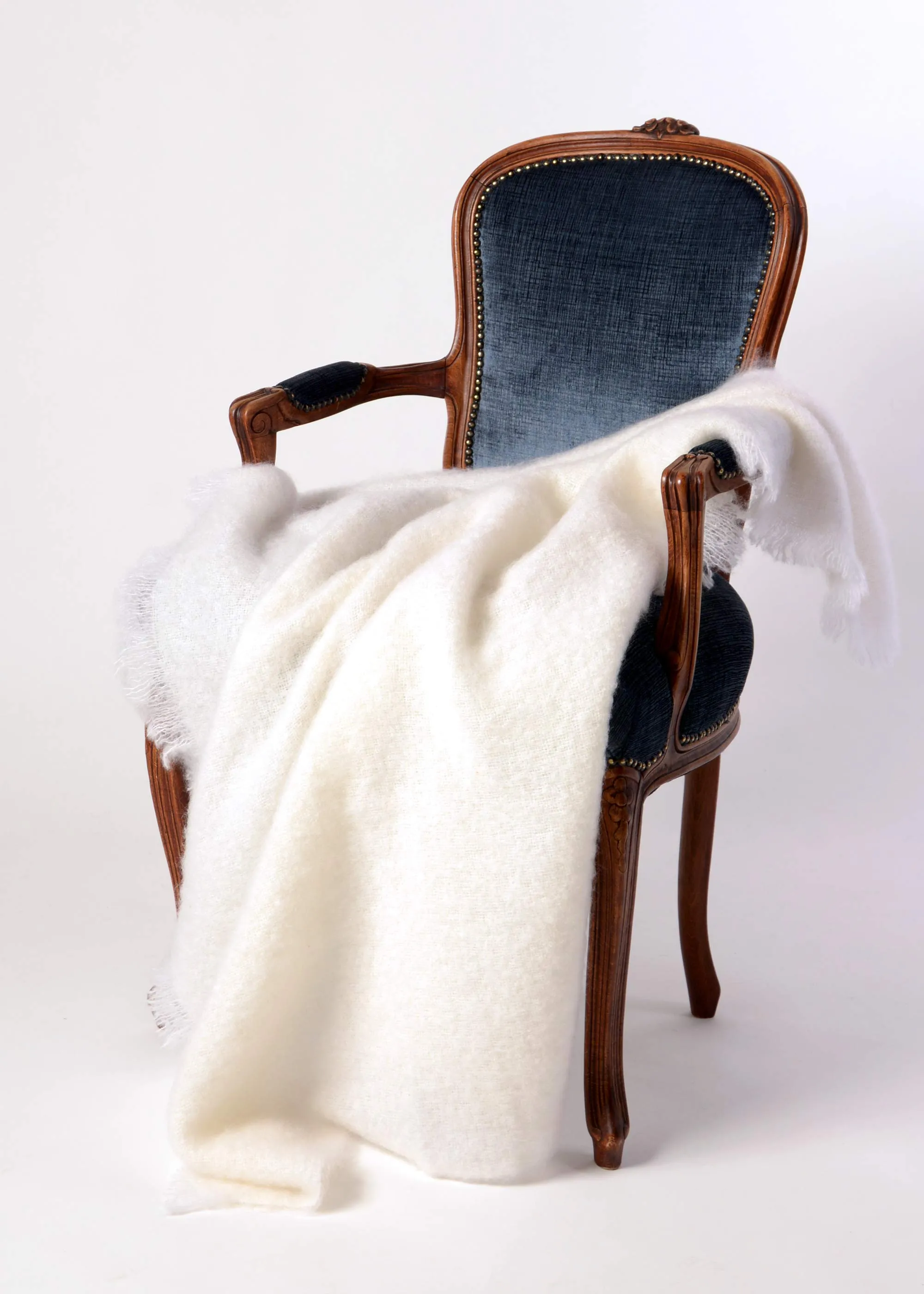Dove White Mohair Chair Throw