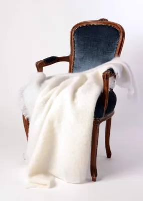 Dove White Mohair Chair Throw