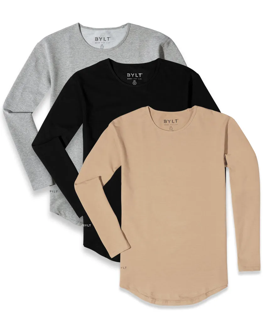 Drop-Cut Long Sleeve: BYLT Signature - Custom 3 Pack