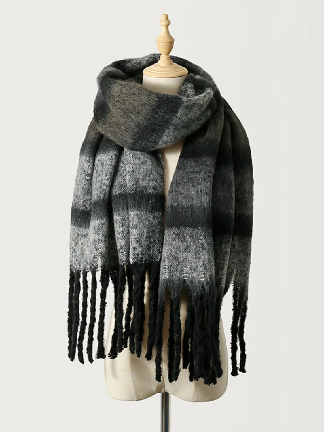 Elevate Your Style with Our Fringe Color Block Scarf