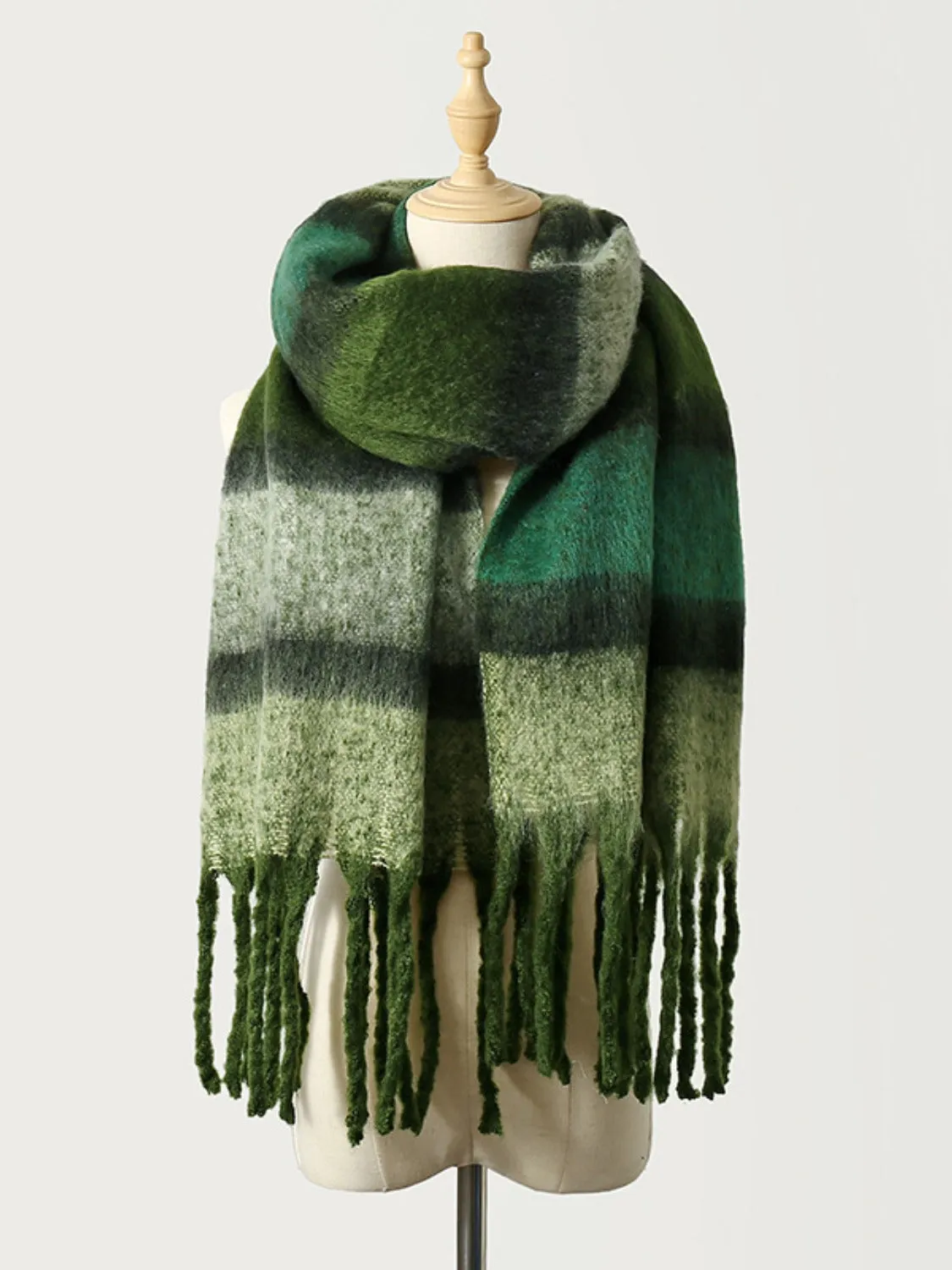 Elevate Your Style with Our Fringe Color Block Scarf