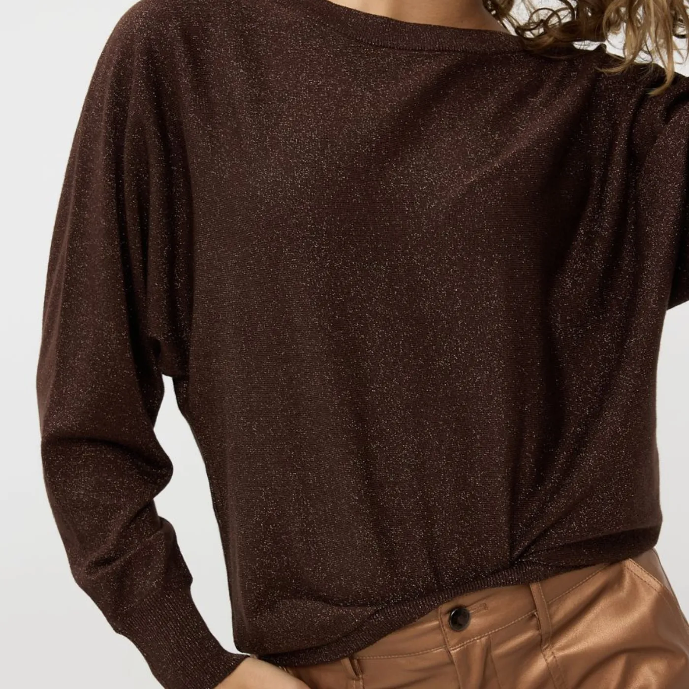 Esqualo Sweater Batwing Lurex | Chocolate