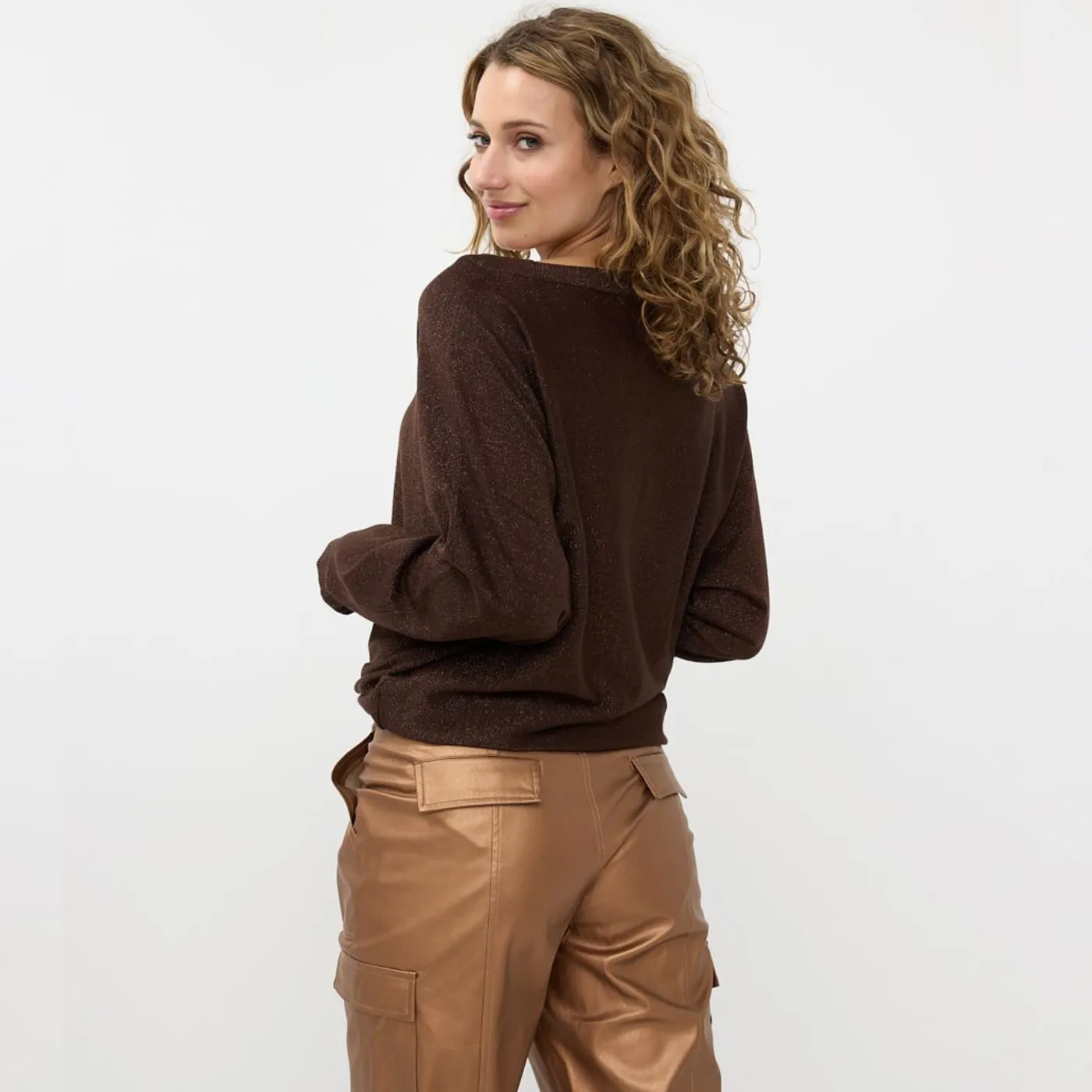 Esqualo Sweater Batwing Lurex | Chocolate