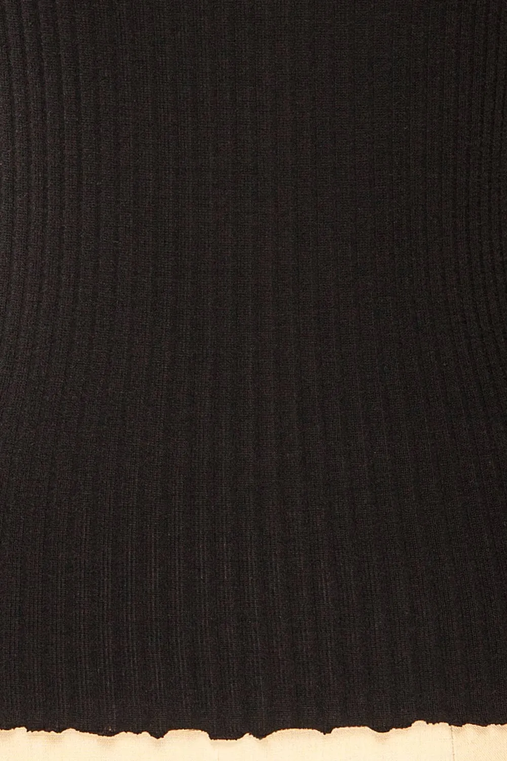 Faaset Black | Ribbed Top w/ Stand Collar