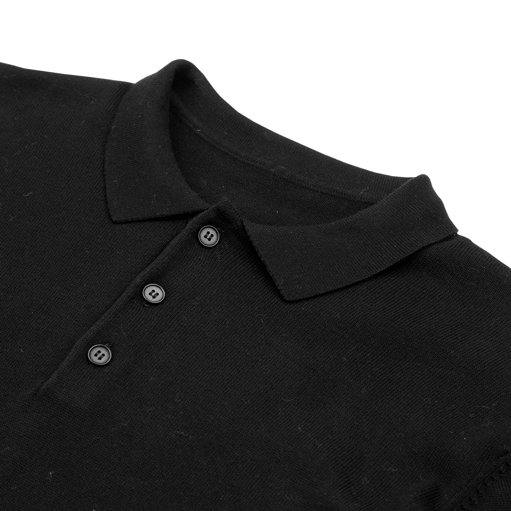 Fine Cut Knitted Polo - Black