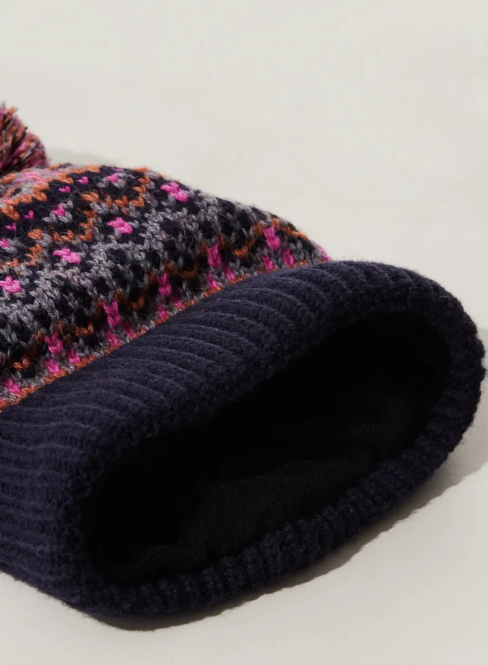 First Frost Fairisle Pom Pom Beanie - Navy/Marin