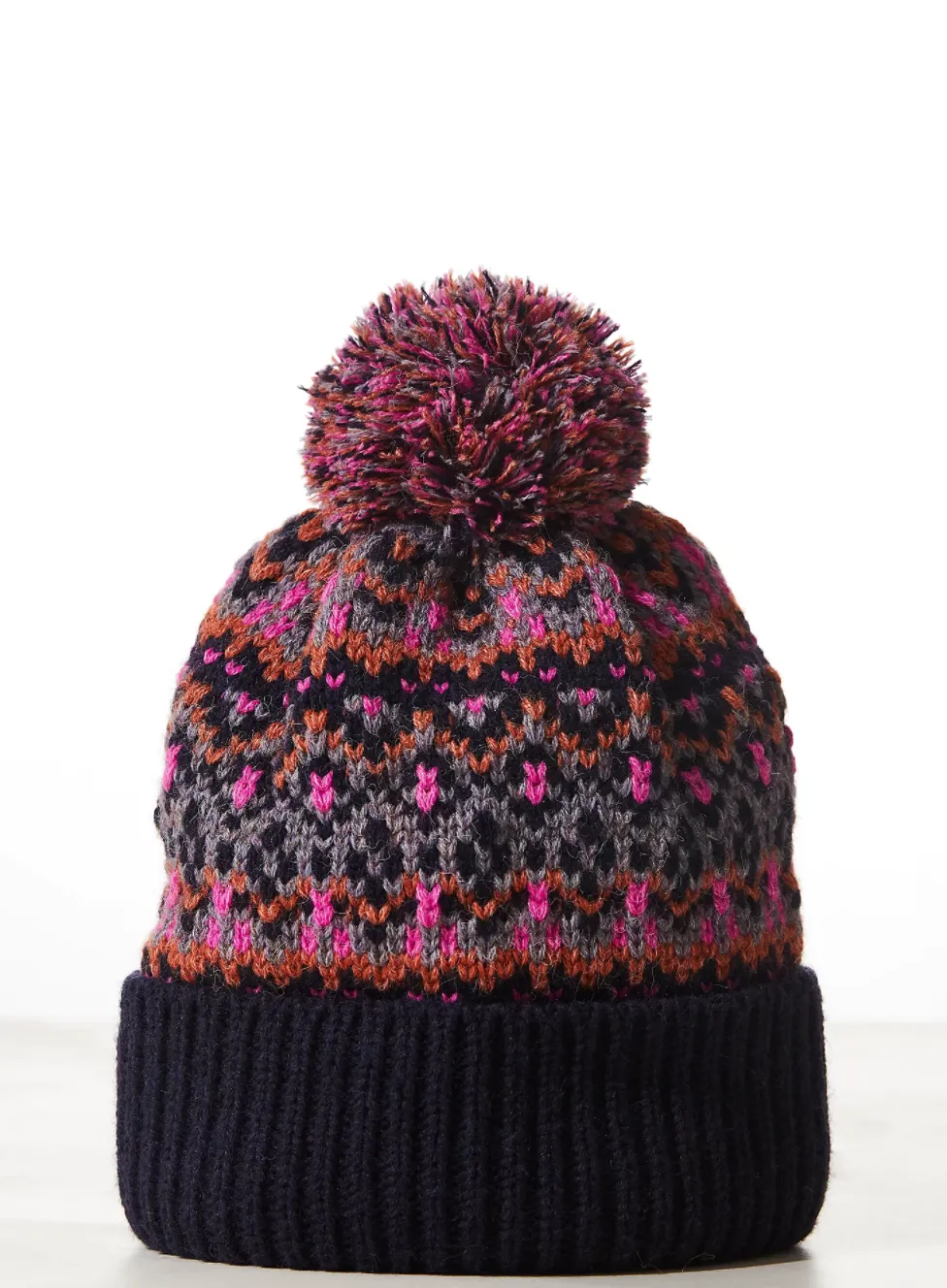 First Frost Fairisle Pom Pom Beanie - Navy/Marin