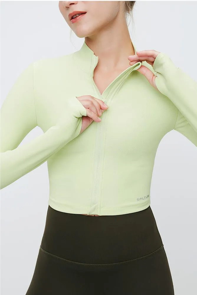 FlexEase™ Cropped Front Zip Long Sleeve Jacket