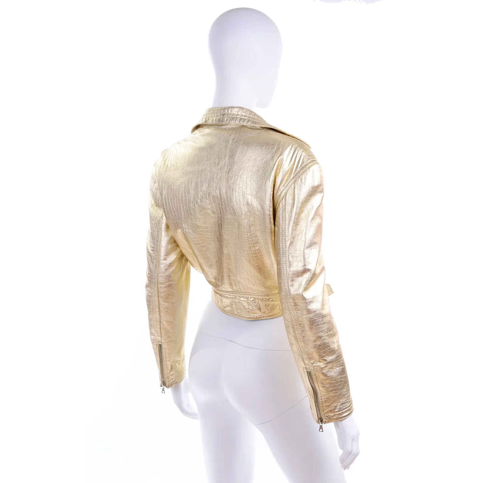 F/W 1994/95 Gianni Versace Embossed Gold Leather Moto Jacket