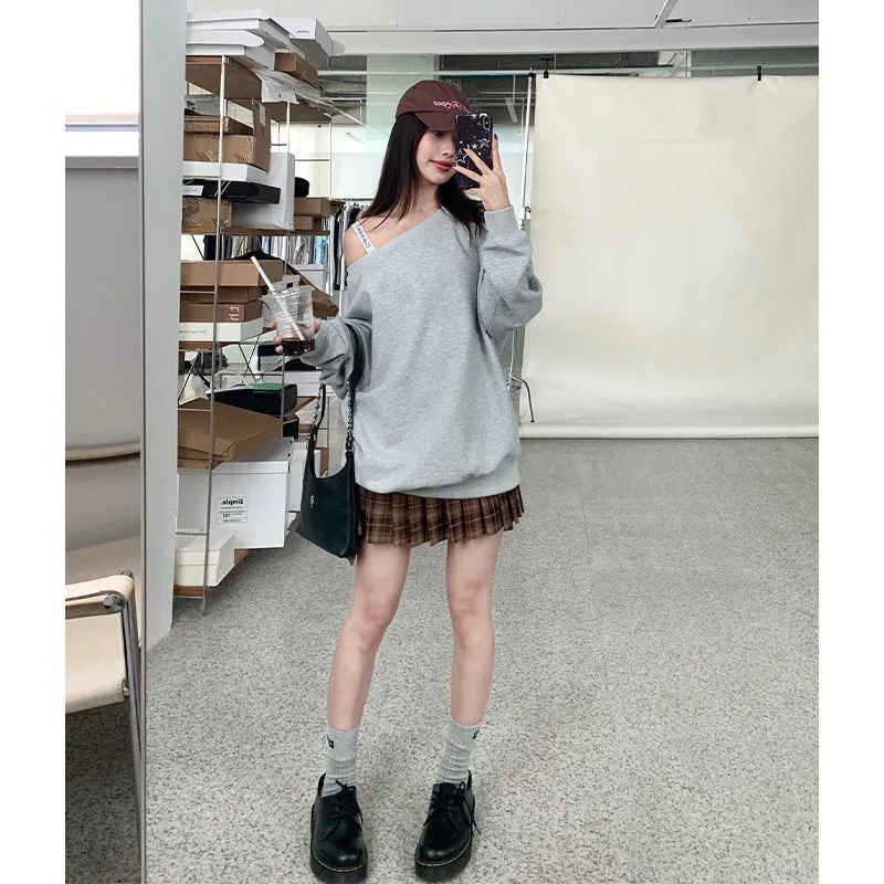 Girlary-shop y2k outfits Nantao Korean Style Sweet and Spicy Plaid Pleated Skirt Women's Autumn New Design Belt Skirt Retro A- line Skirt
