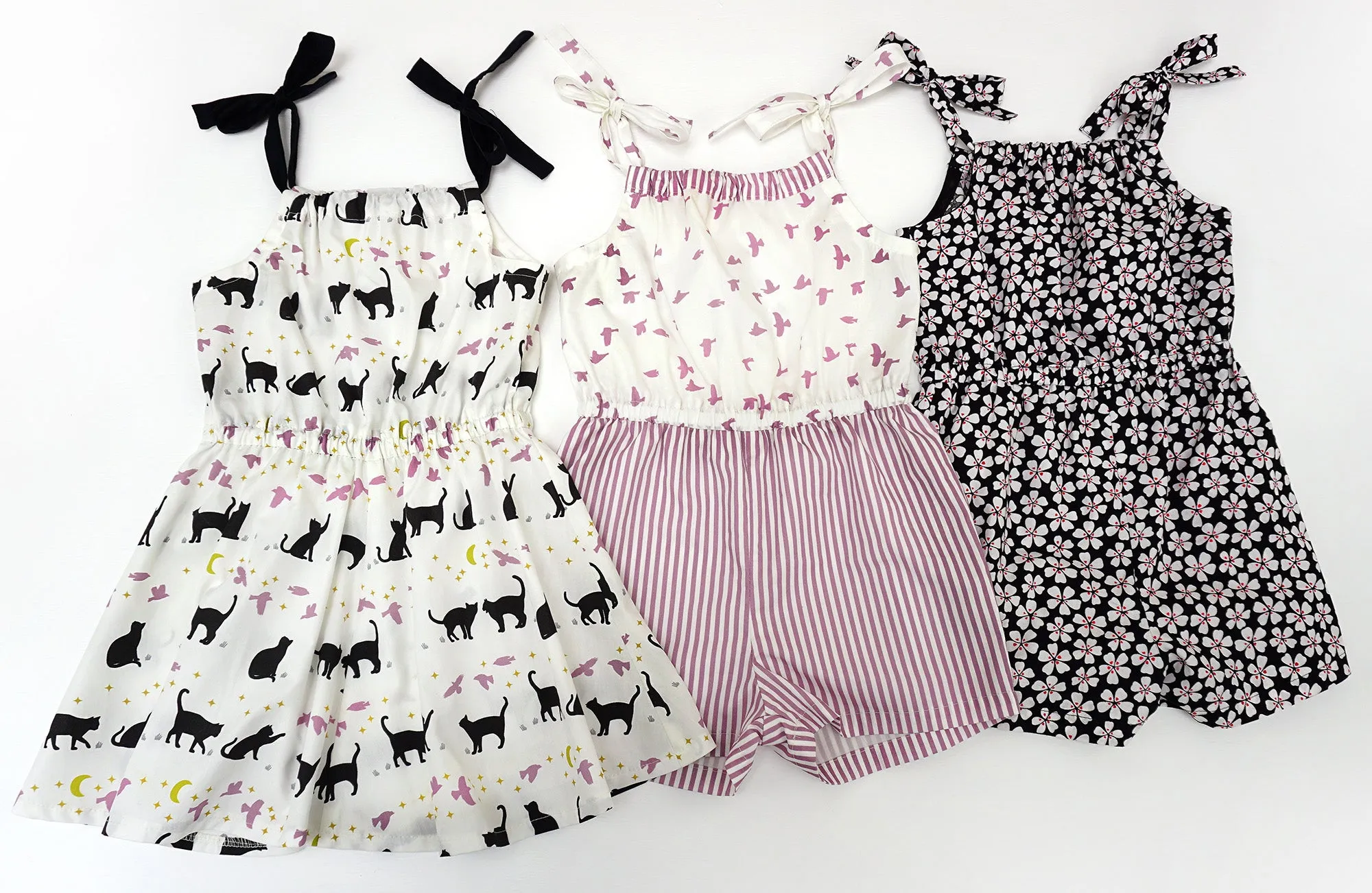 Girls summer dress & romper sewing pattern Peachy Dress & Playsuit sizes 2-14 years