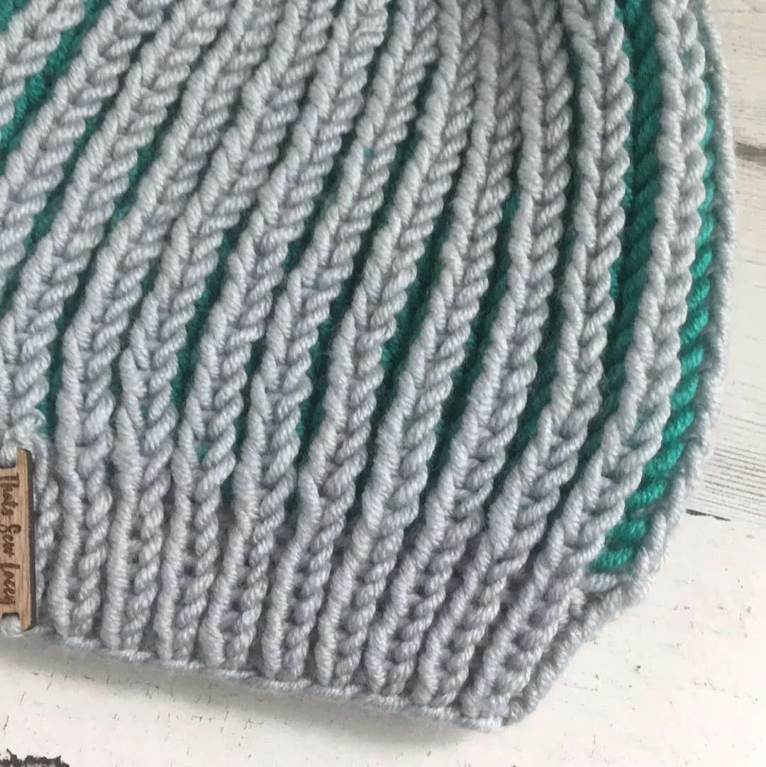 Gray & Teal - Beeline Beanie