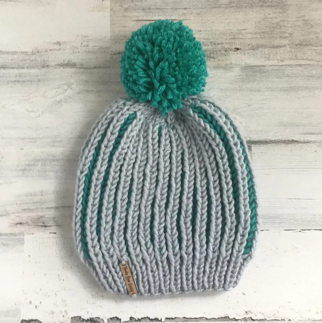 Gray & Teal - Beeline Beanie