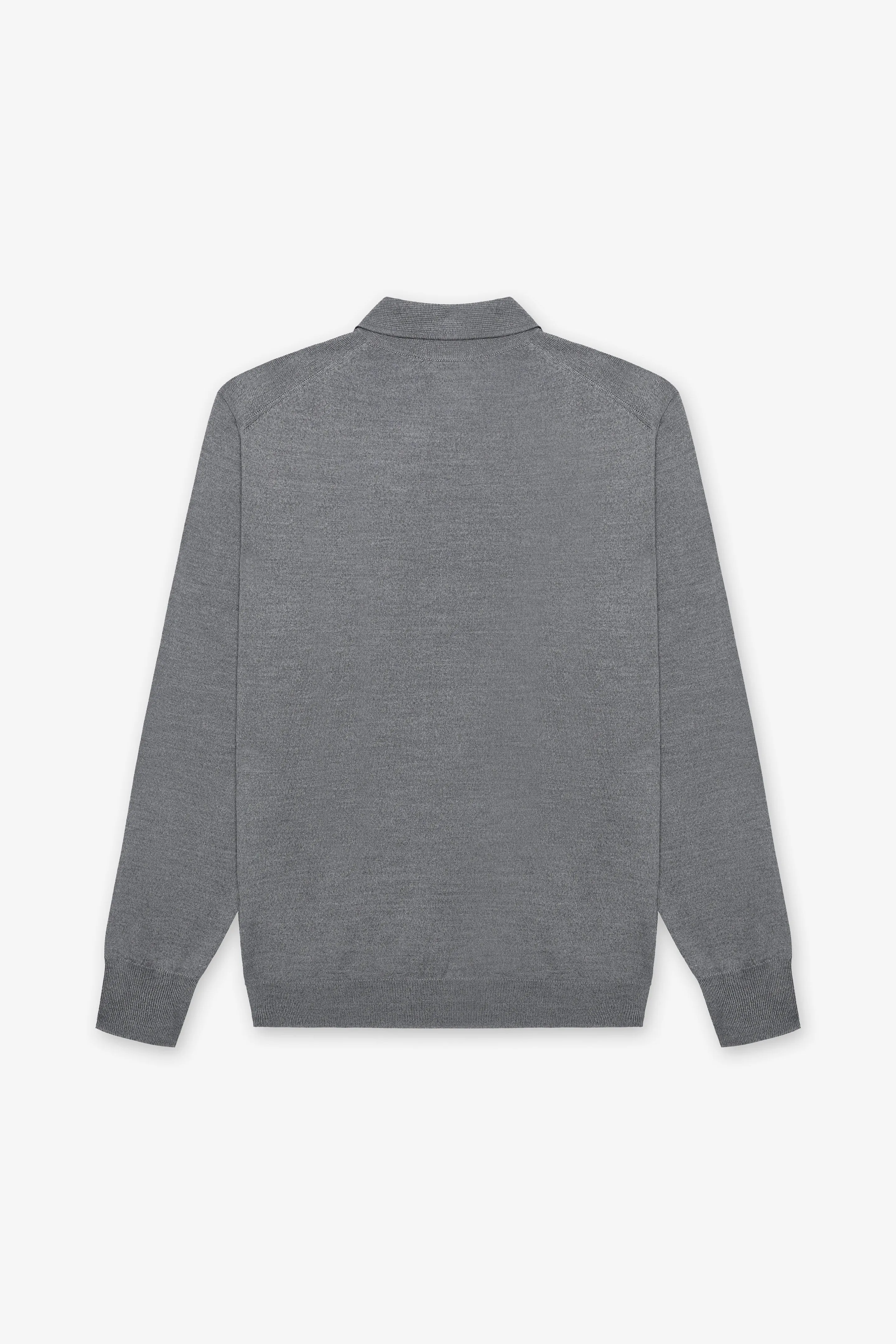 GRAY POLO SWEATER W. GOLD BUTTONS