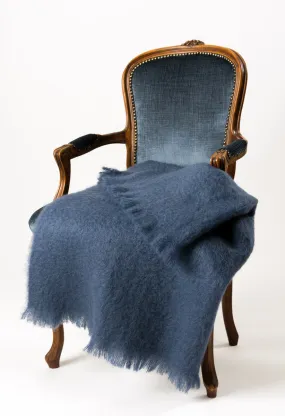 Indigo Blue Mohair Chair Throw