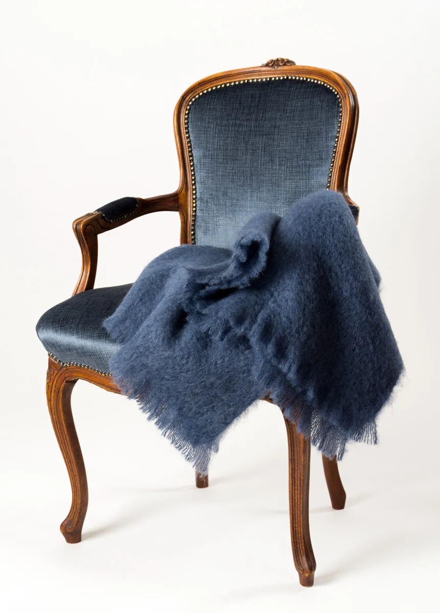Indigo Blue Mohair Chair Throw
