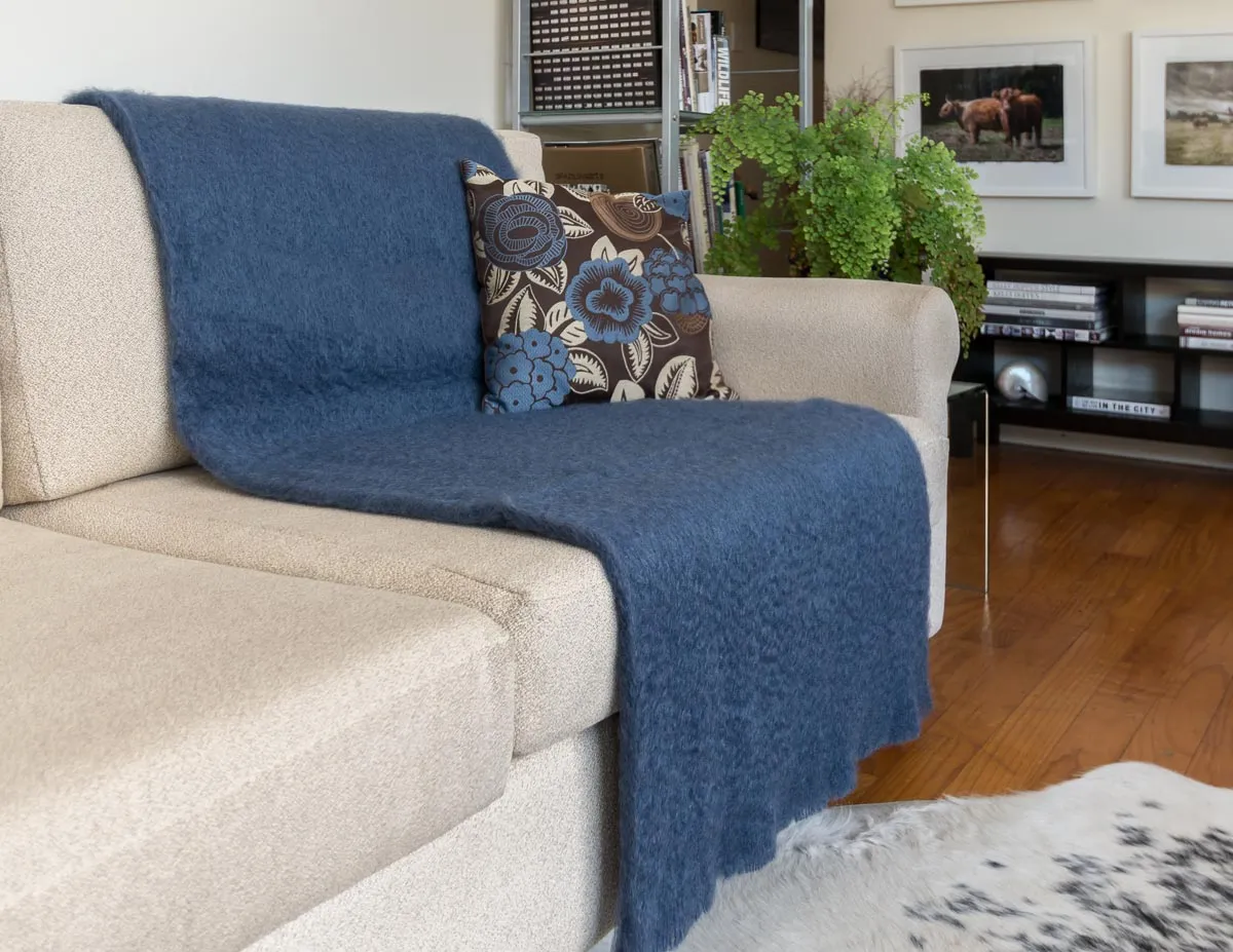 Indigo Blue Mohair Chair Throw
