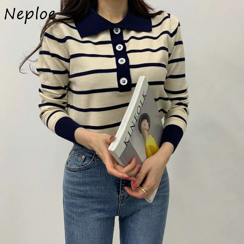 Joskaa Christmas Gift New Retro Loose Women's Sweater Single-breasted Small Lapel Sweater 2024 Korean Autumn and Winter Long Sleeve Pullover
